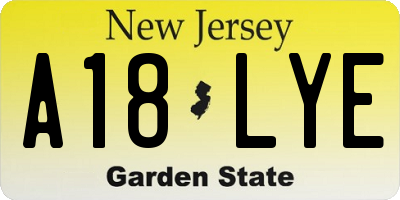 NJ license plate A18LYE