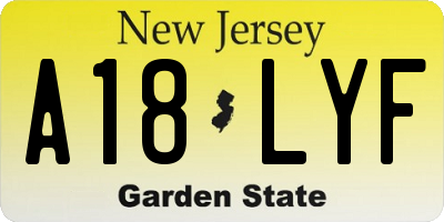 NJ license plate A18LYF