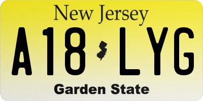 NJ license plate A18LYG