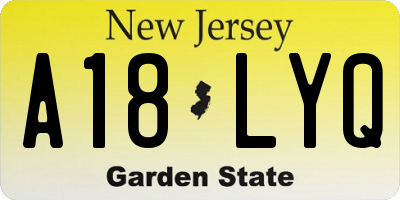 NJ license plate A18LYQ