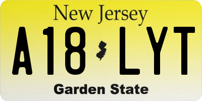 NJ license plate A18LYT