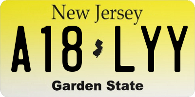 NJ license plate A18LYY