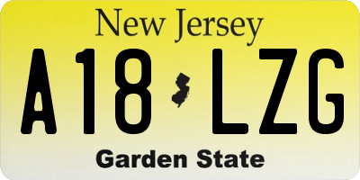 NJ license plate A18LZG