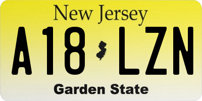 NJ license plate A18LZN