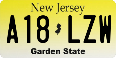 NJ license plate A18LZW