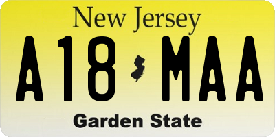 NJ license plate A18MAA
