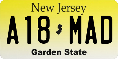 NJ license plate A18MAD