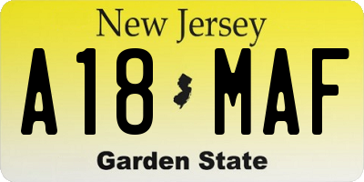 NJ license plate A18MAF
