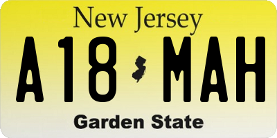 NJ license plate A18MAH