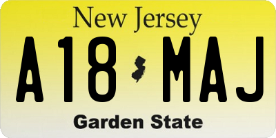 NJ license plate A18MAJ