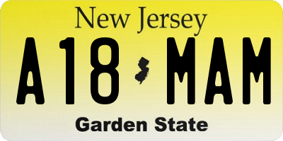 NJ license plate A18MAM