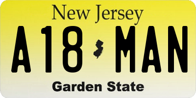 NJ license plate A18MAN