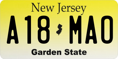 NJ license plate A18MAO