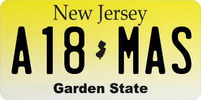 NJ license plate A18MAS