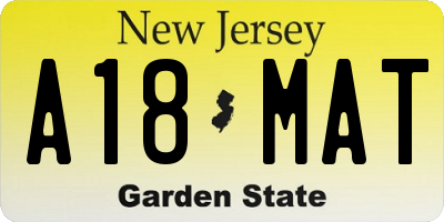 NJ license plate A18MAT