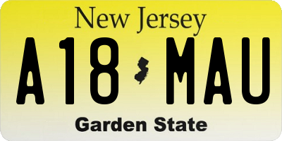 NJ license plate A18MAU