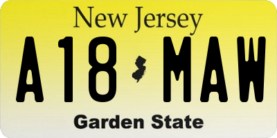 NJ license plate A18MAW
