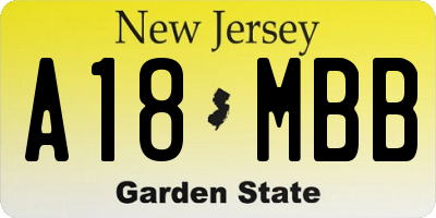 NJ license plate A18MBB
