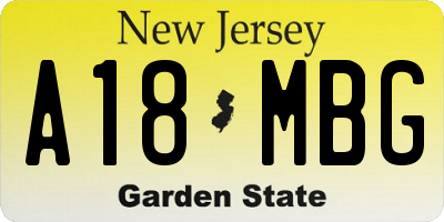 NJ license plate A18MBG
