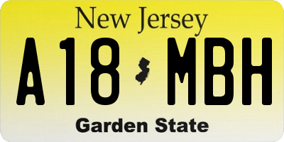 NJ license plate A18MBH