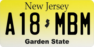 NJ license plate A18MBM