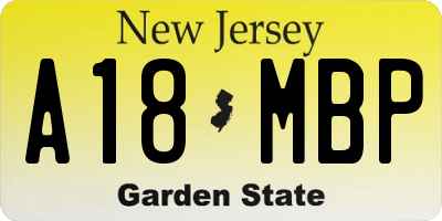 NJ license plate A18MBP