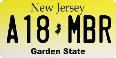 NJ license plate A18MBR