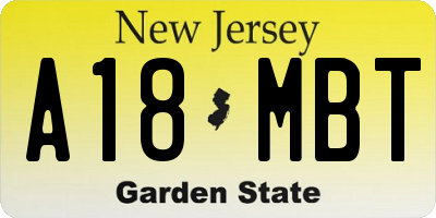 NJ license plate A18MBT
