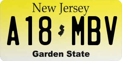 NJ license plate A18MBV