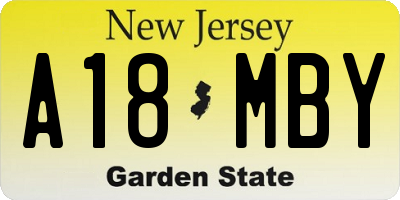 NJ license plate A18MBY