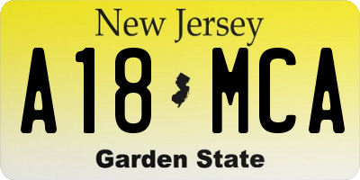NJ license plate A18MCA