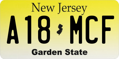 NJ license plate A18MCF