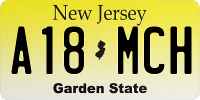 NJ license plate A18MCH