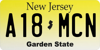 NJ license plate A18MCN