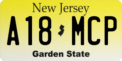 NJ license plate A18MCP