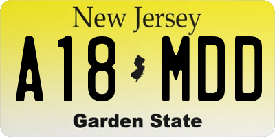 NJ license plate A18MDD
