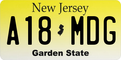 NJ license plate A18MDG