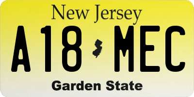 NJ license plate A18MEC
