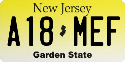 NJ license plate A18MEF