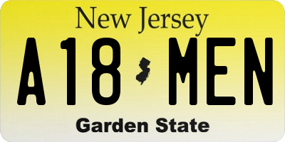 NJ license plate A18MEN