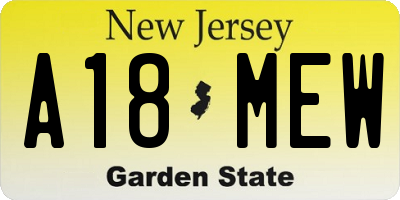 NJ license plate A18MEW