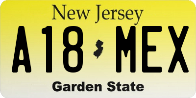 NJ license plate A18MEX