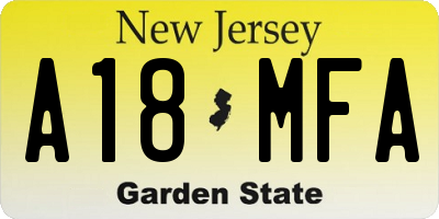 NJ license plate A18MFA