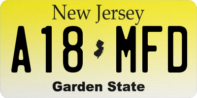 NJ license plate A18MFD