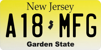 NJ license plate A18MFG