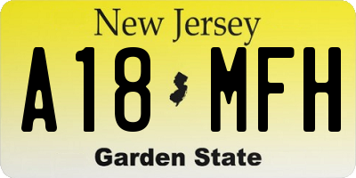 NJ license plate A18MFH
