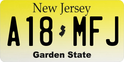 NJ license plate A18MFJ