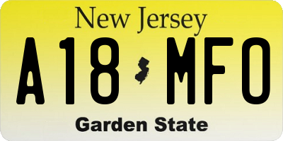 NJ license plate A18MFO