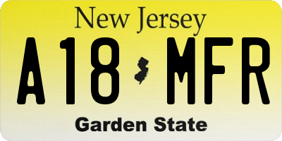 NJ license plate A18MFR