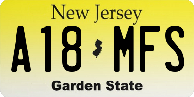 NJ license plate A18MFS